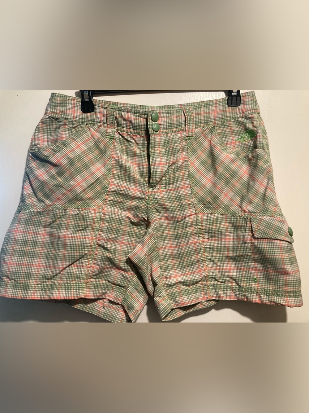 The North Face Green & Orange Plaid Women's Shorts